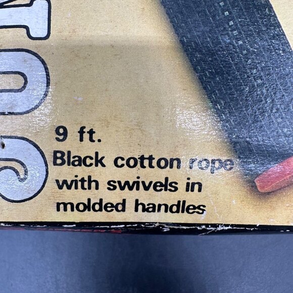 Vintage Jump Rope 9 Ft Winners Choice Black Red Cotton Rope Swivels 1980s Taiwan - Picture 6 of 10